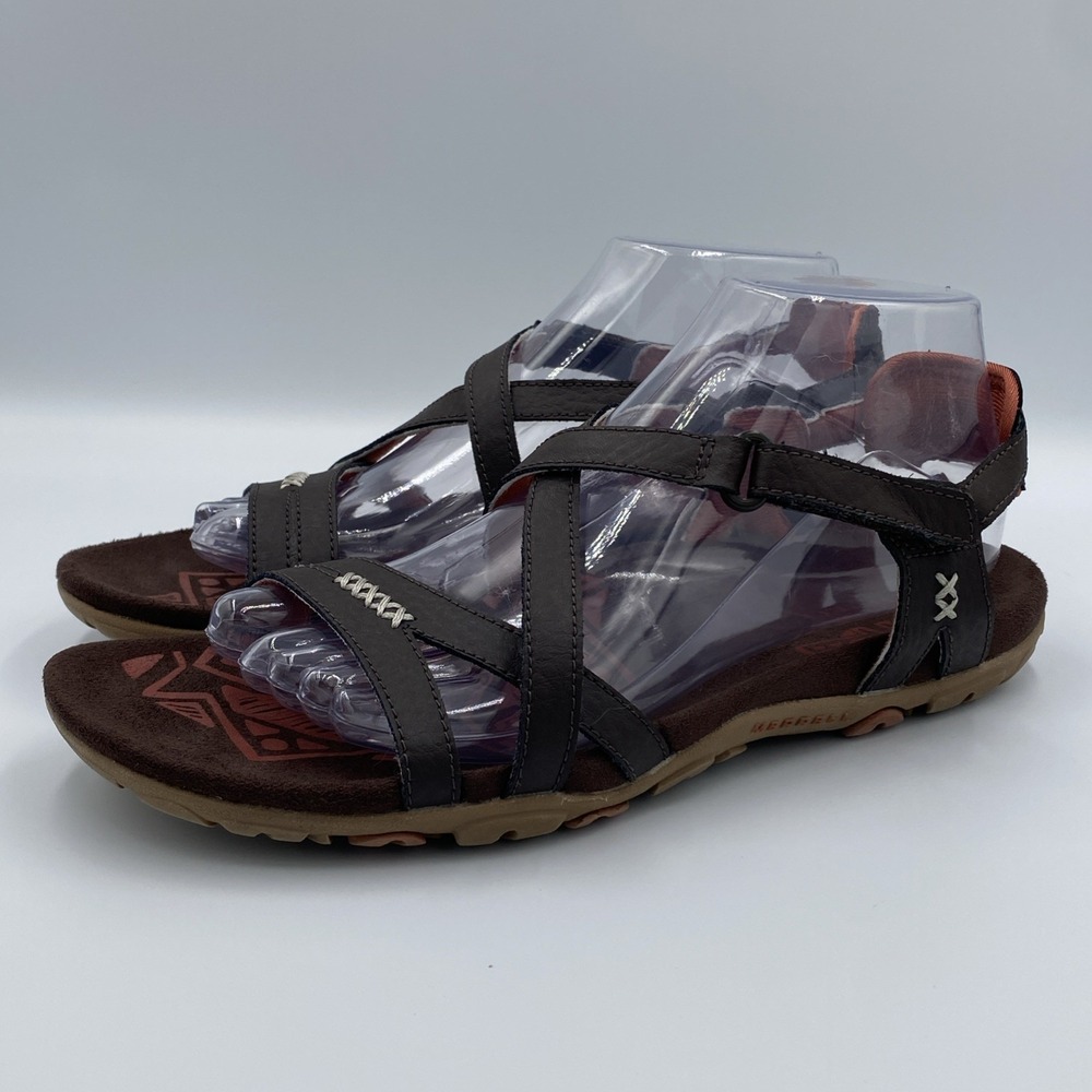 Merrell Sandspur Rose Women's 8 Espresso Red Leather Strappy Hiking Sandals